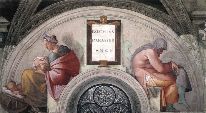 Michelangelo Buonarroti Hezekiah - Manasseh France oil painting art